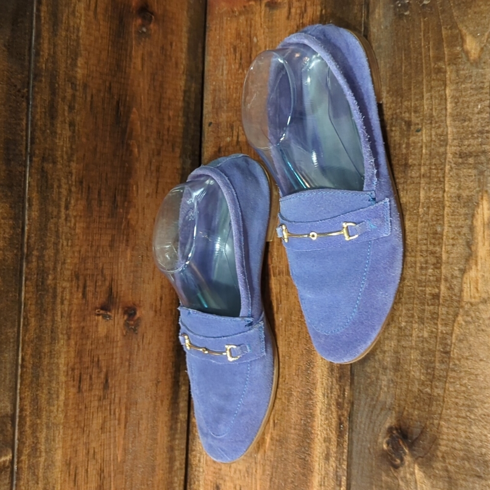 Topshop Periwinkle Suede Leather Loafers - EUR Size 39 - Picture 5 of 11